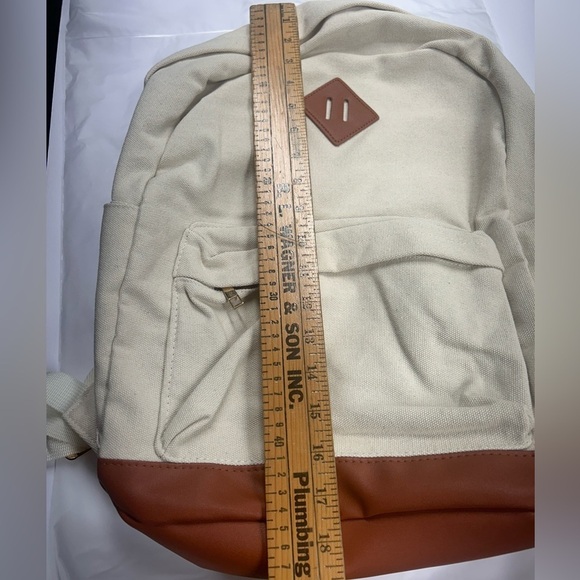 LOULU Large Canvas Tan Beige Backpack Vegan Leather NEW in Bag main image 8